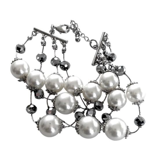 Vintage Four-Strand Floating Pearl Bracelet - Picture 1 of 9